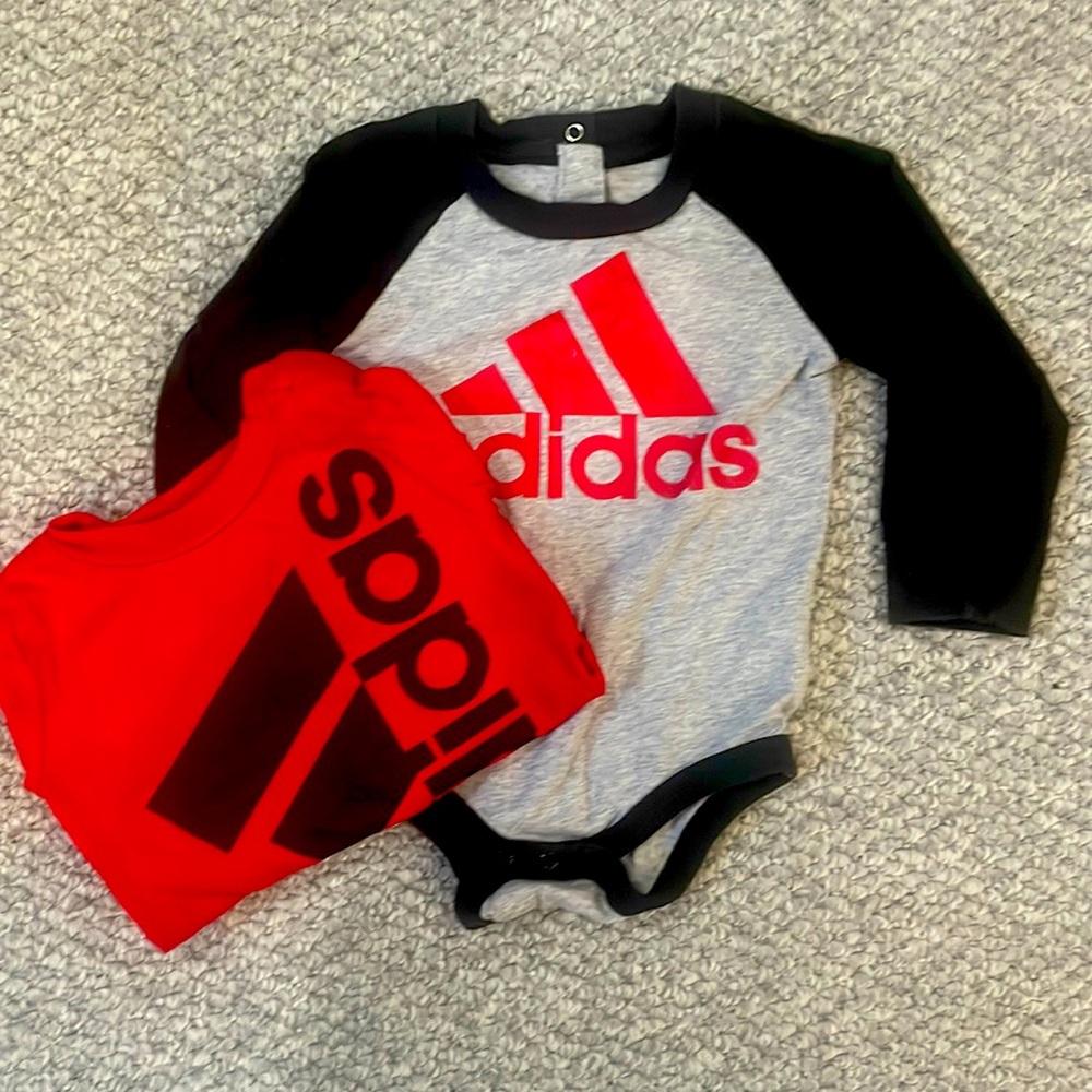 Two long sleeve adidas onesies, barely worn